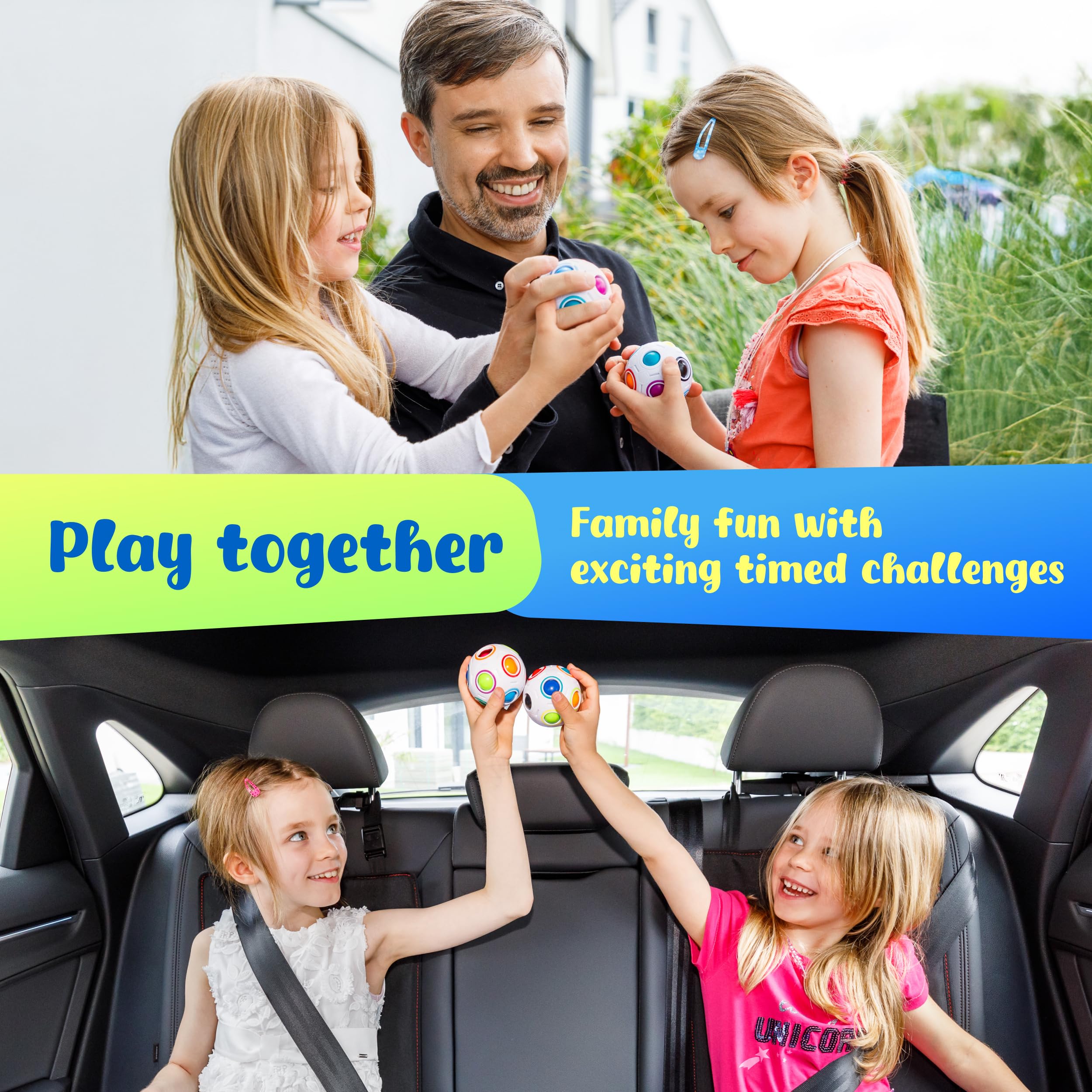 CUBIDI® Original Rainbow Puzzle Ball I Brain Teasers for Kids Ages 6-10 I for Boys and Girls 6+ Years I Travel Toy for Children | Fidget Ball Magic Ball