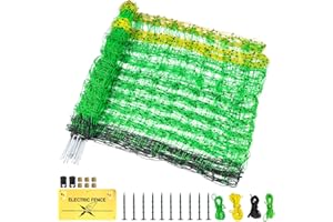 OULUU Electric Fence Netting, 35.4" H x 164' L, Portable Livestock Nets Mesh for Hog, Dogs, Deer, Goats, Electric Fencing for Backyards, Homesteaders, Farms, Ranches, Gardens