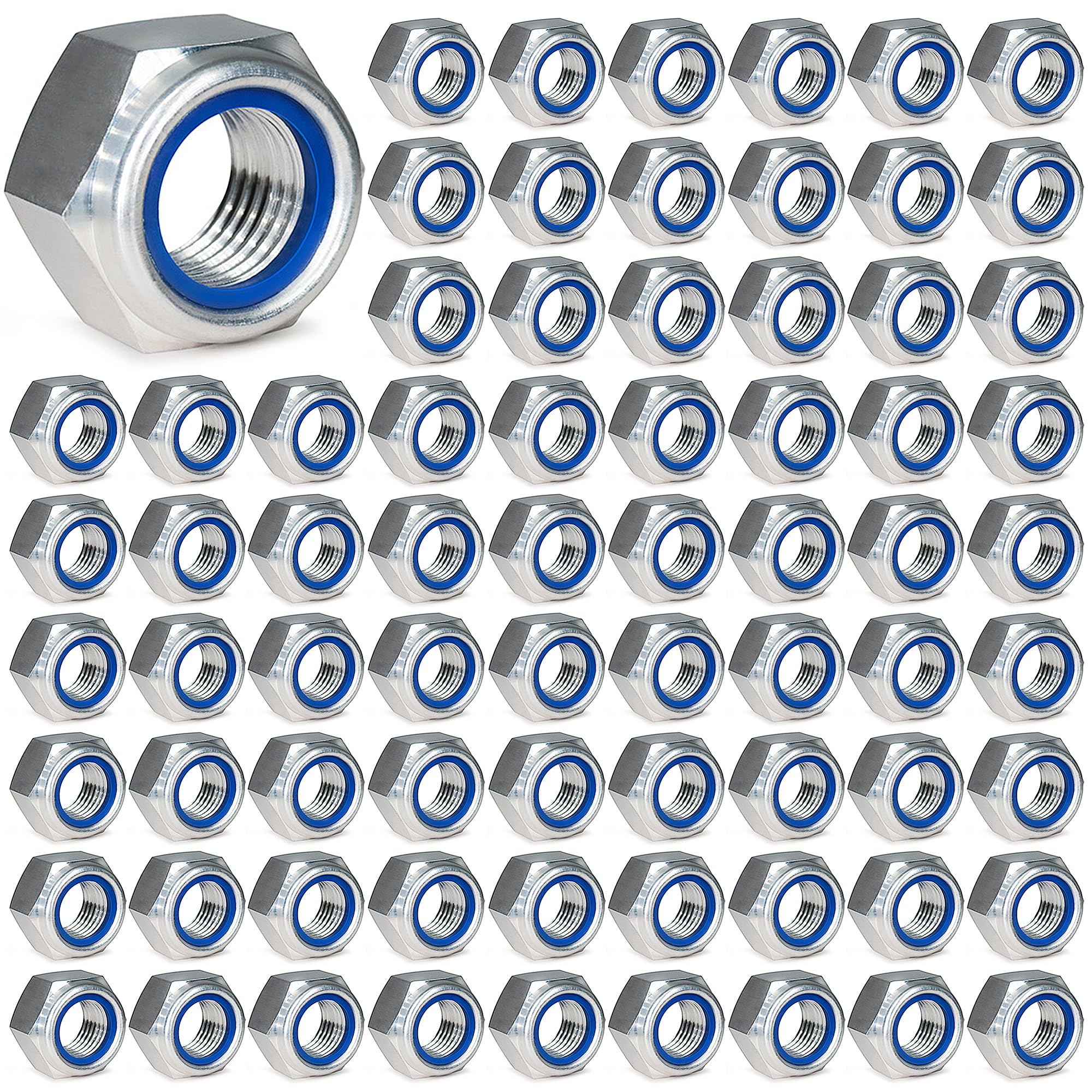 100 x Nuts M5, M5 Nuts, Stainless Steel, Self-Locking Nuts, M5 Nuts, Self-Locking Nuts, Stainless Steel (100)