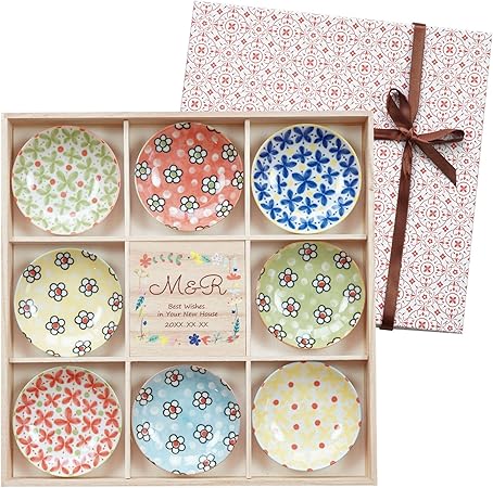 Amazon Co Jp きざむ 名入れ 北欧豆皿セット 小皿 かわいい 和食器 8個セット ギフト 贈り物 ホーム キッチン