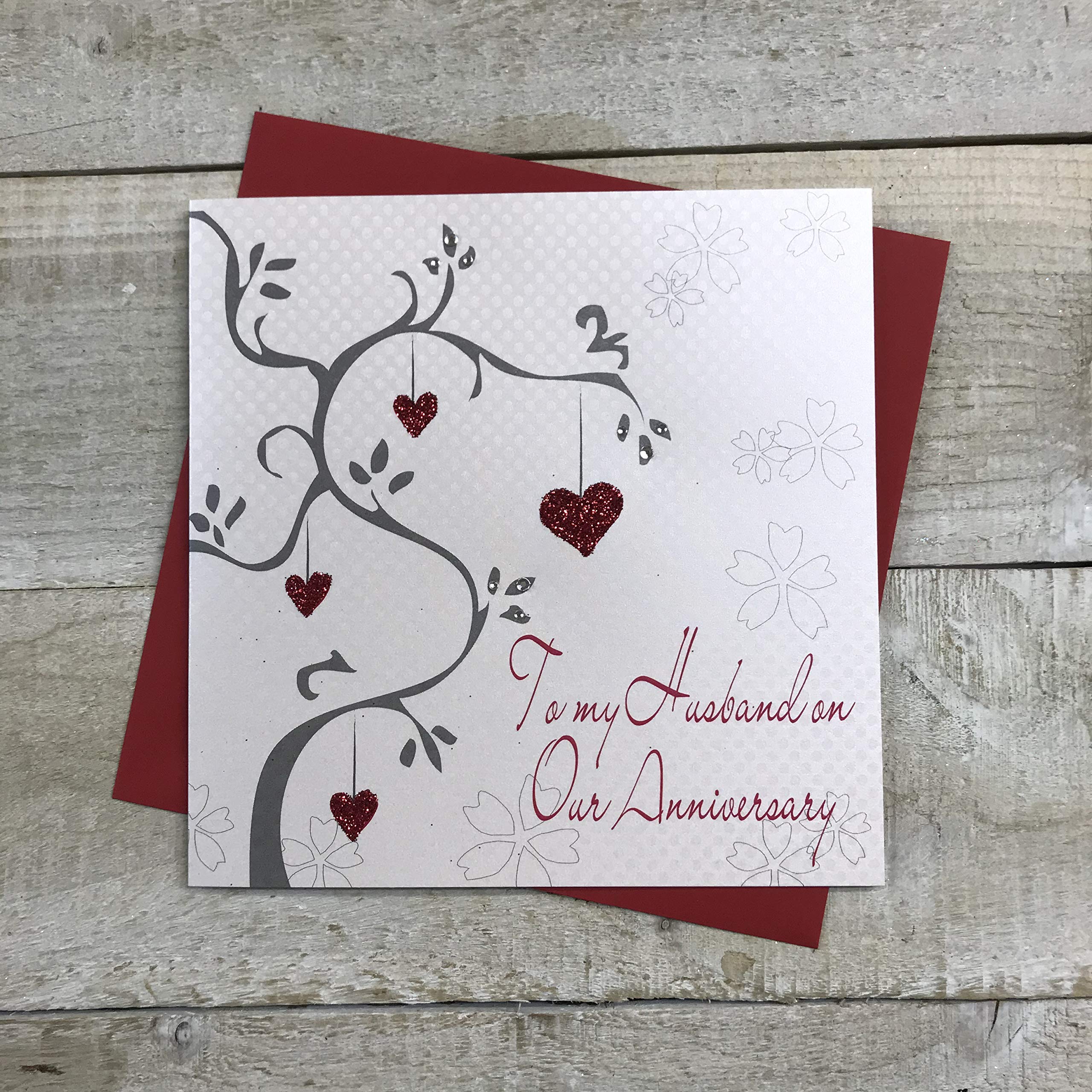 White Cotton Cards To My Husband on Our Anniversary, WB217