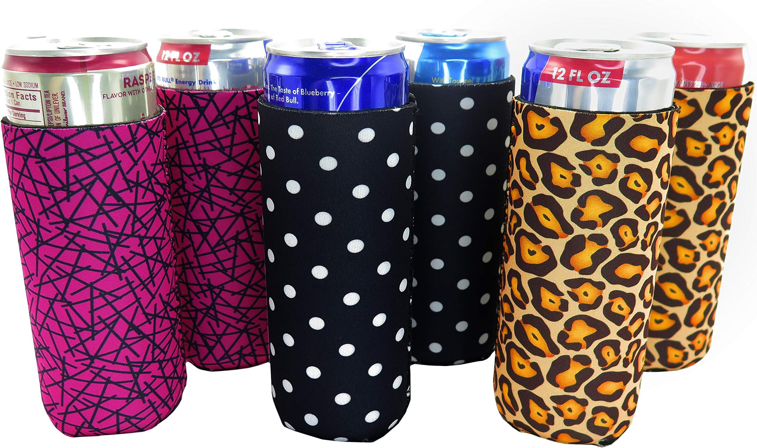Slim Can Sleeves - Set of 6 Can Neoprene Beverage Coolers (6Pack - Hawaii)