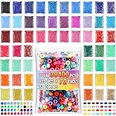 Huquary 30400 Pcs Pony Beads Bulk 72 Colors 6 x 9 mm Kandi Rainbow Multi Colored Bracelet Plastic Hair Beads for Bracelets Jewelry Making Braids Crafts