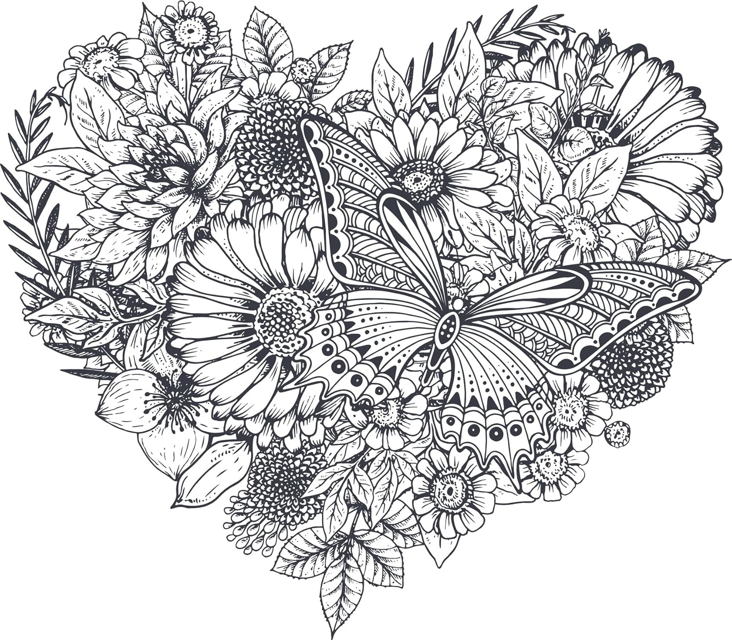 Amazon Com Pretty Black And White Butterfly Flower Heart Pen Art