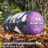 Trail Alpine 400 Hooded Sleeping Bag Purple 0C 4 Season 2 Way Zipper view 6