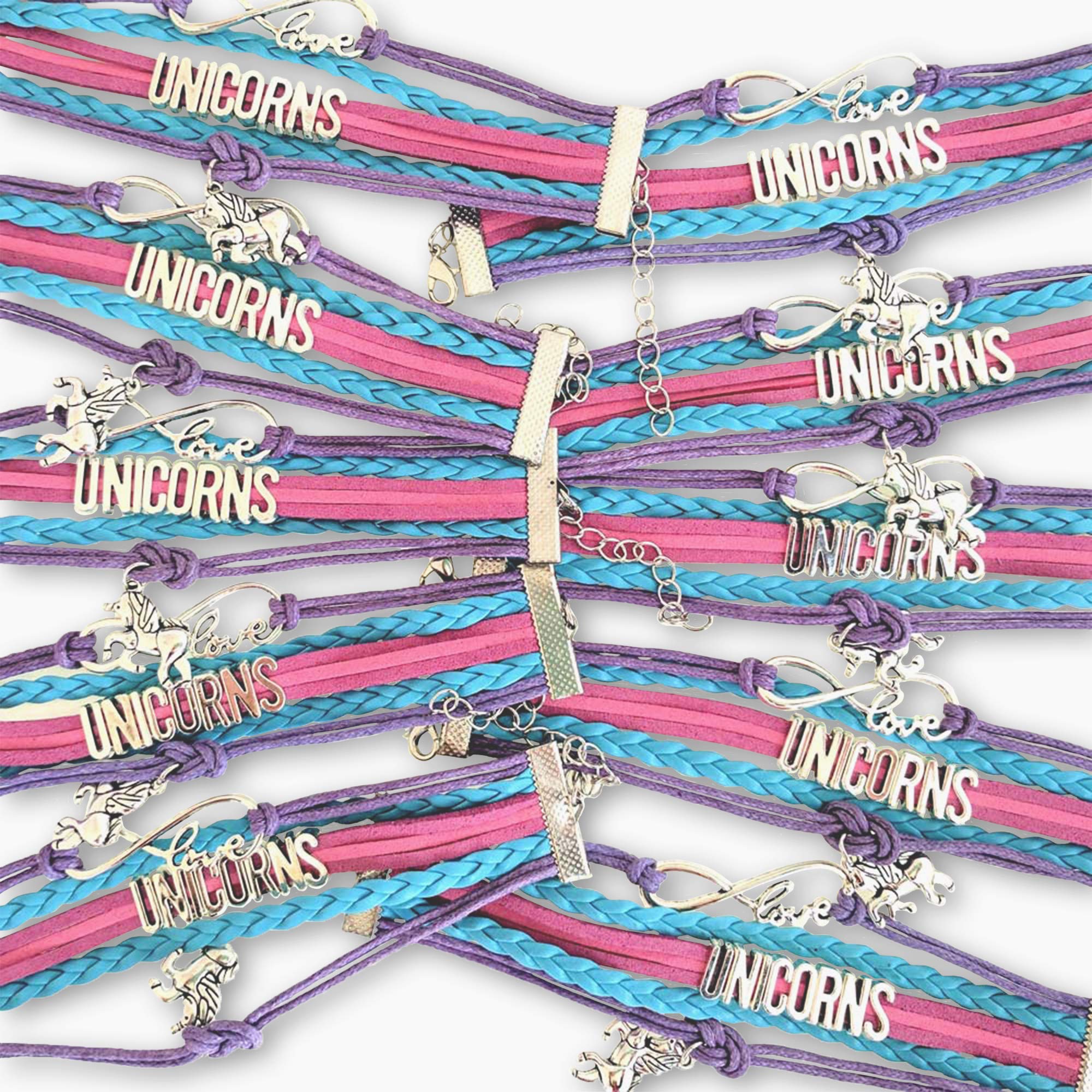 BAE Icons Unicorn Party Favors, Infinity Unicorns Charm Bracelet 10 Pack for Unicorn Party Supplies, Unicorn Birthday Party Supplies, Unicorn Favors for Girls, Unicorn Prizes for Parties