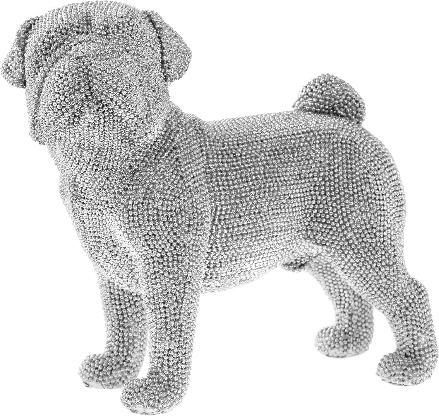 Lesser & Pavey Silver Art Glitter Sparkly Pug Standing Ornament