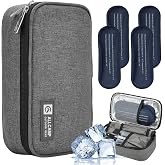 ALLCAMP Insulin Travel Cooler Case, Large Capacity, 4 Ice Packs, Gray | Fits all vial &amp; syringe sizes, multi-pocket organizer, insulation, compact, travel, daily use, diabetic care