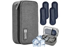 ALLCAMP OUTDOOR GEAR ALLCAMP Insulin Cooler Travel Case TSA Approved, Diabetic Medication Cooler Bag with 4 Ice Packs & Multi-Layer Storage, Portable Medical Cooler with Insulation Liner(Gray)