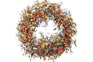 The Wreath Depot Appalachia Berry Silk Fall Door Wreath 24 inch, Handcrafted, Designed in USA, Full Wreath Shape and Size, Beautiful White Gift Box Included