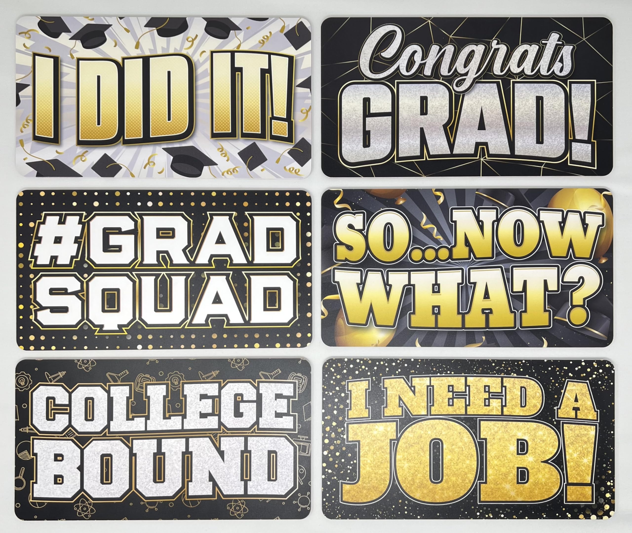 Photo 1 of KING PROPS Graduation Photo Booth Prop Decorations 6 Count, Perfect Party Props Any Graduation Party, Water Proof Multi Color Double Sided Gold and Black Selfie Photoshoot Party Props