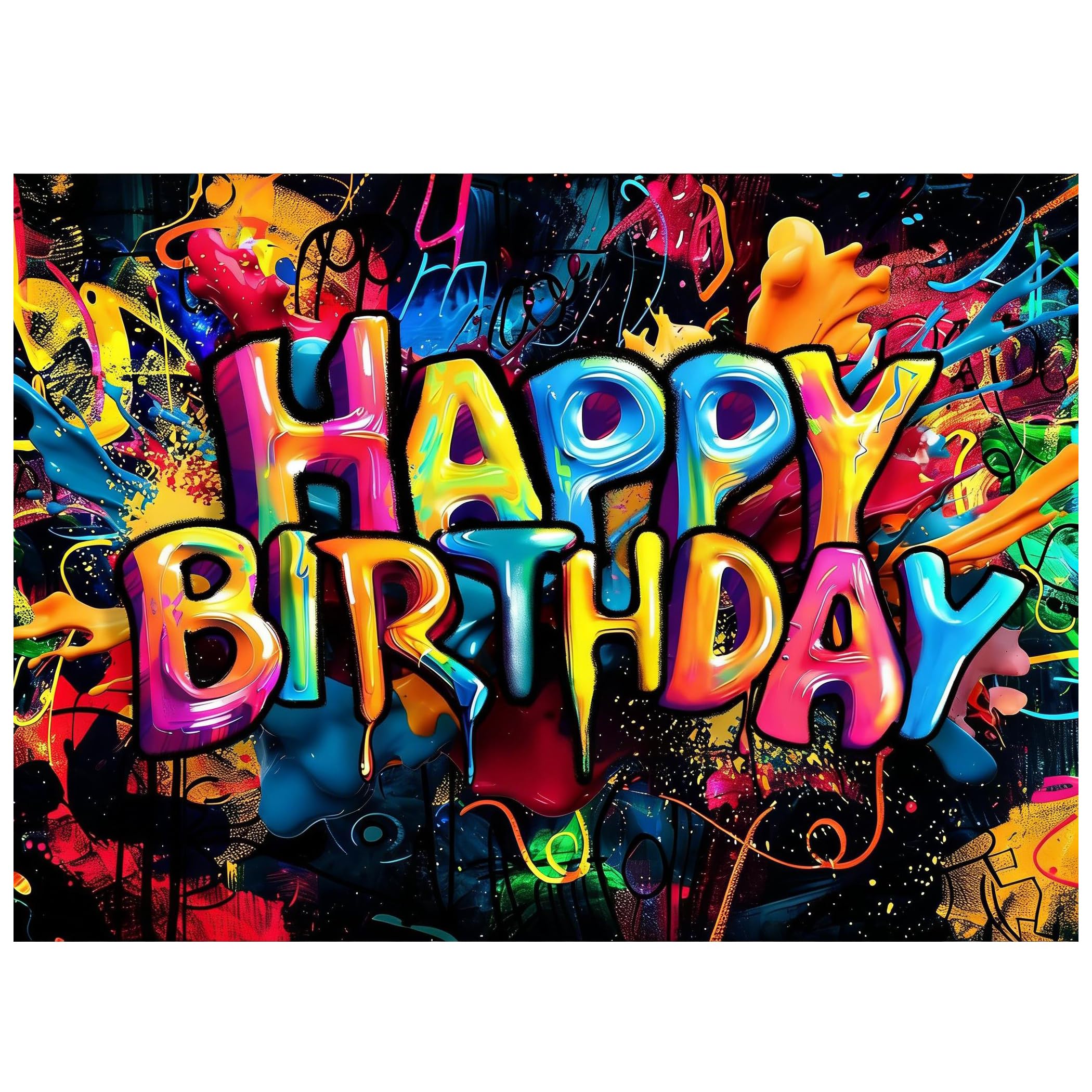 Graffiti Style Birthday Banner - Large 180x110cm Personalized Party Decorations with Thick 0.3mm Vinyl, Waterproof & Wrinkle-Free Hanging Banner for Home Celebration