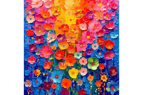 Jigsaw Puzzles for Adults 1000 Pieces,Colorful Flower Wall Puzzles for Adults, Painting Floral Art,Gradient Rainbow Flowers Wall Decoration
