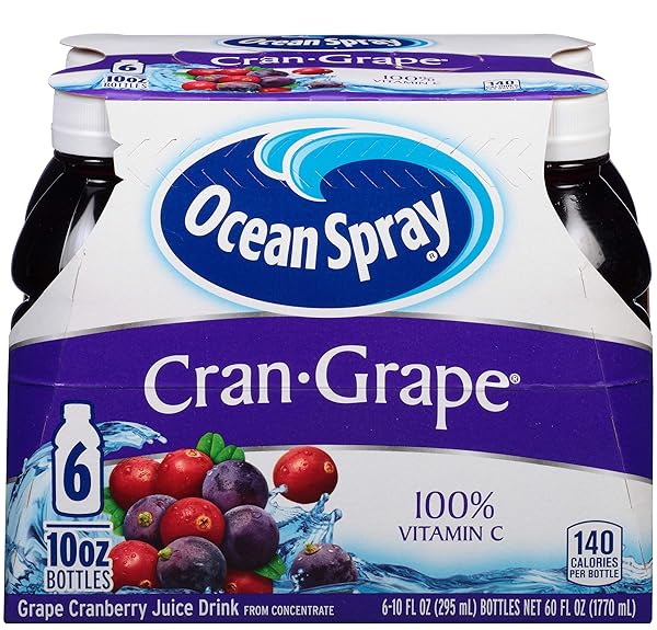OCEAN SPRAY CRAN-GRAPE JUICE DRINK, 10 OUNCE BOTTLE...