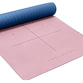 Heathyoga Eco Friendly Non Slip Yoga Mat, Body Alignment System, SGS Certified TPE Material - Textured Non Slip Surface and O