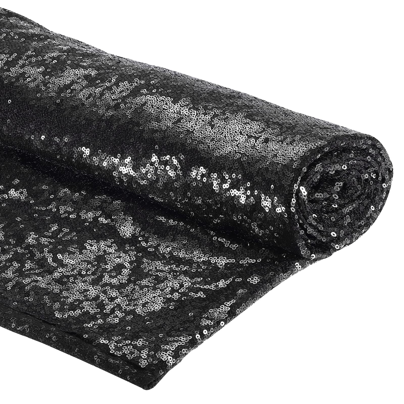 PATIKIL Sequin Fabric Black, 4 Yards Length 4.9 Feet Wide, Mesh Fabric Full Glitter Sequins Fabric Sewing