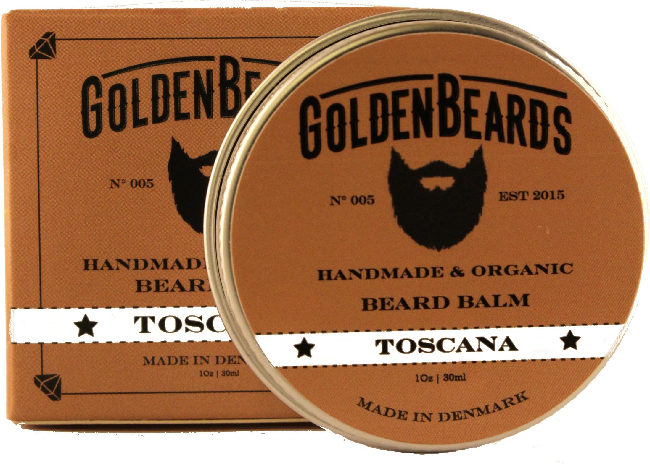 Organic Beard Balm -Toscana - 30ml - 100% Natural *Golden Beards* | Jojoba & Argan & Apricot Oil, Moisturise Your Beard and Skin, Best Softener Product and The Perfect Beard Gift Set or Beard kit