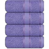 Casa Lino 100% Cotton Hand Towels for Bathroom - Soft, Highly Absorbent & Quick Dry Kitchen Towels - Gym Towel Set - Travel Towel Set - 24" x 16" - Pack of 4 - (Lavender)