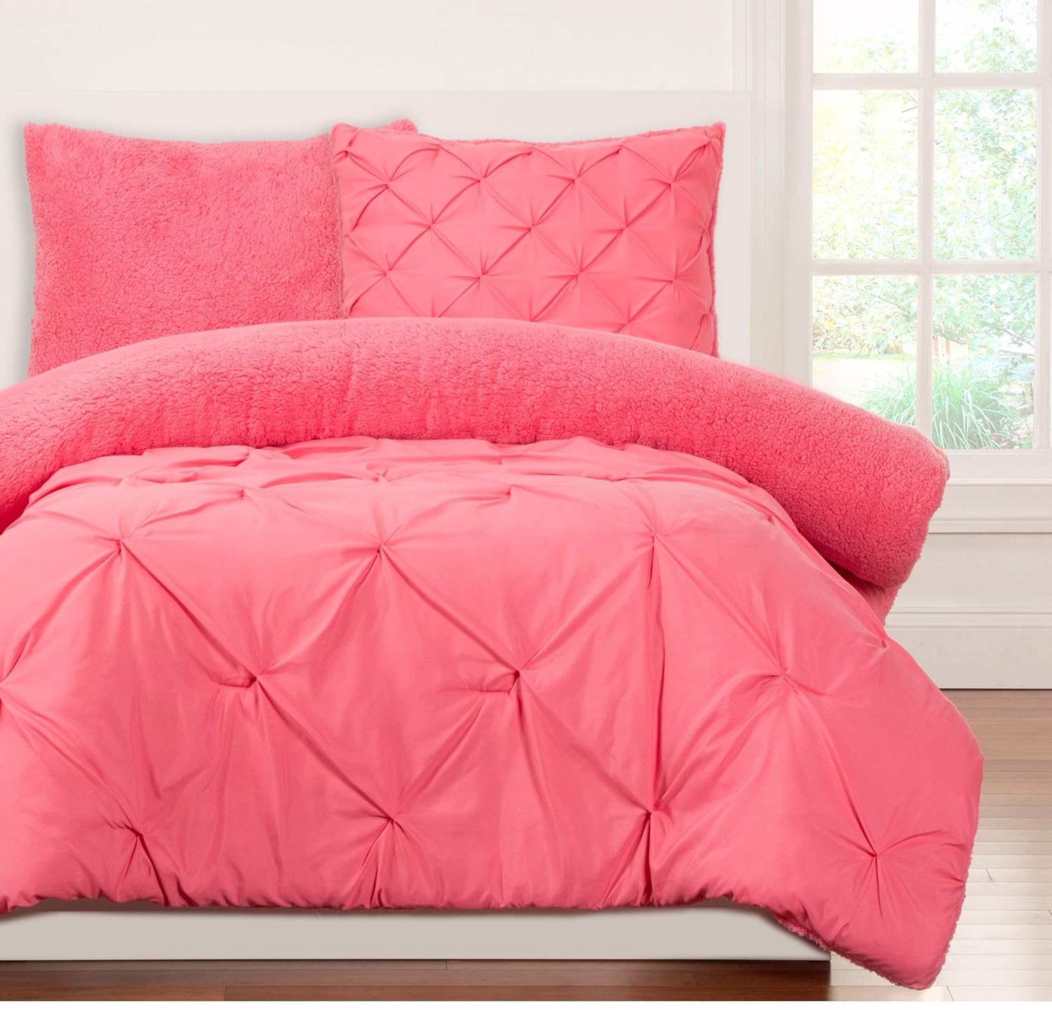 Durable Modeling 2 Piece Girls Pink Plush Pintuck Pattern