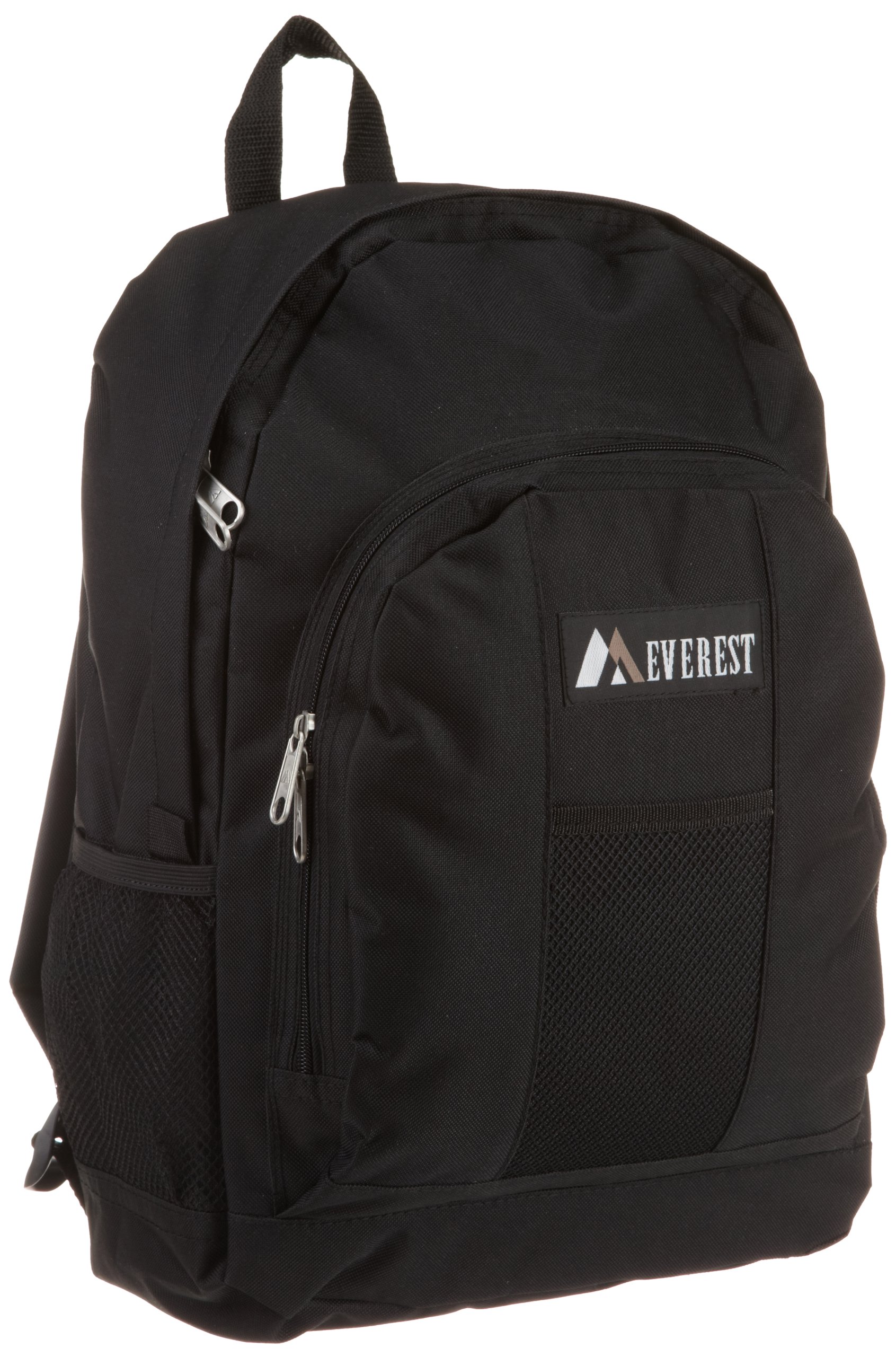 Everest Luggage Backpack with Front and Side Pockets, Black, Large