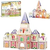 PicassoTiles 60pc Magnetic Tile Princess Castle Building Set with Double Sided Printed Tiles 2 Character Figures STEM Educational Toy Kit for Kids Pretend Play Montessori Learning Ages 3 to 8 PTQ04