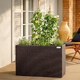 CASARIA Flower Box 4 Inner Pots Poly Rattan Rectangular Planter Brown view 6