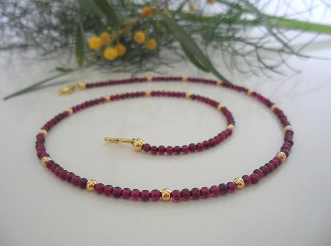 Edelsteinkette Granat & Gold. E-Jahnke-Schmuckdesign