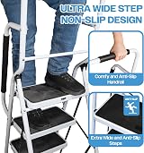 Aidapt 4 Step Ladder with Dual Handrails Folding Space Saver Non-Slip view 3