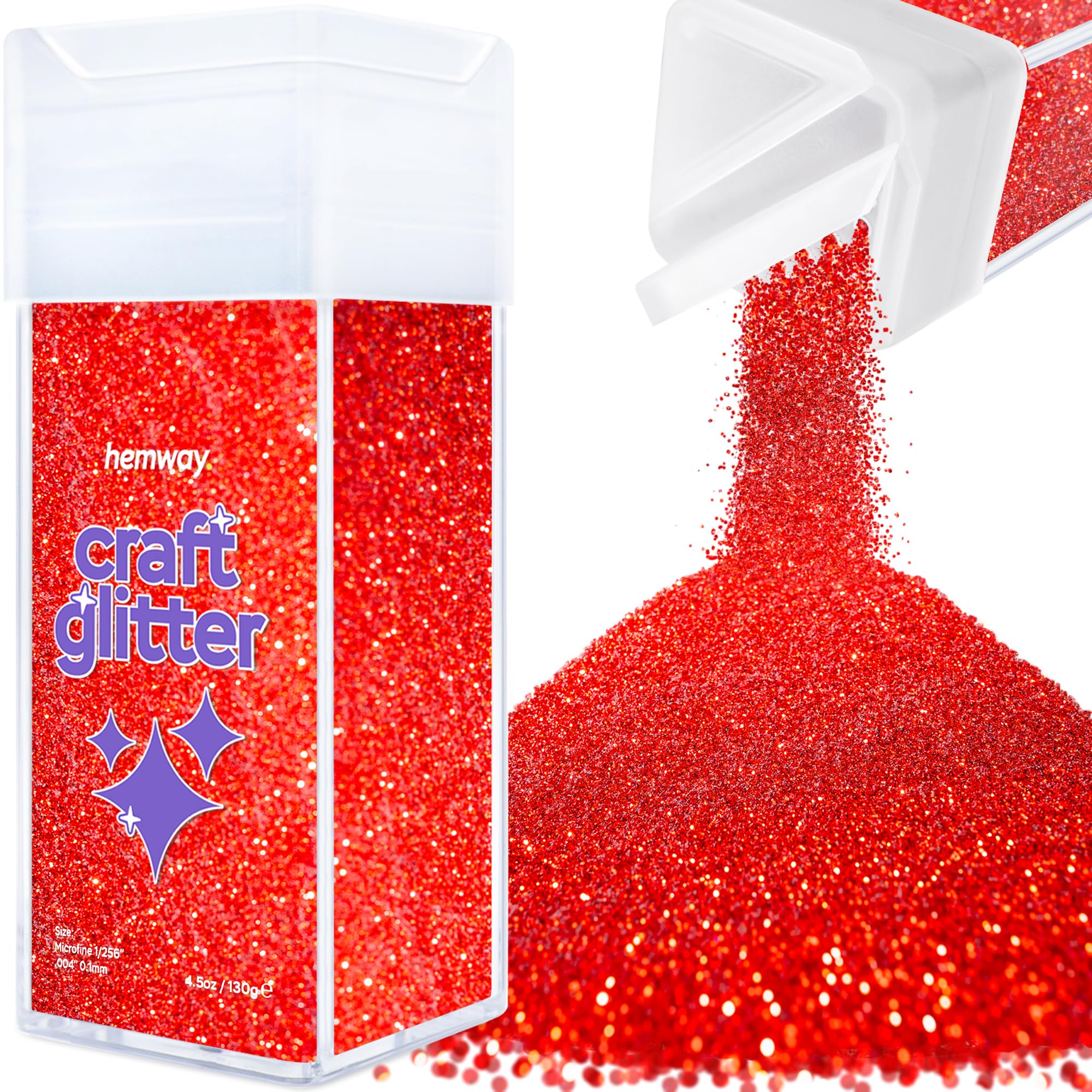 Hemway Glitter Shaker Red 110g Microfine, Craft Glitter Shaker for Resin & Epoxy Crafts, Christmas Art Supplies, Nail, Body, Face, Eye, Festival, Crafting, Slime, Sparkle