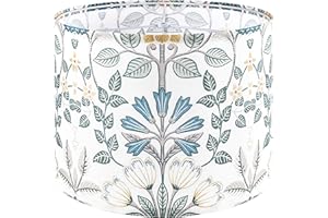 GO&SO GOSO 1pcs Medium Lampshade Polyester Fiber Printing Plants Drum Lamp Shade For TableLamp,Floor Lamps,Diy Pendant Light,Wall Hanging,Spider Fitter 13 "Top x 13" Bottom x 10 "Heigh,Assembly Required