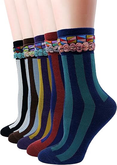 Amazon Littone Jp 高品質 厚手 スソックス レトロ レディース靴下 高級綿 抗菌防臭加工 センガールズスタイル 5足セットお買い得 ２５ ２７ｃｍ Fg0 ソックス 通販