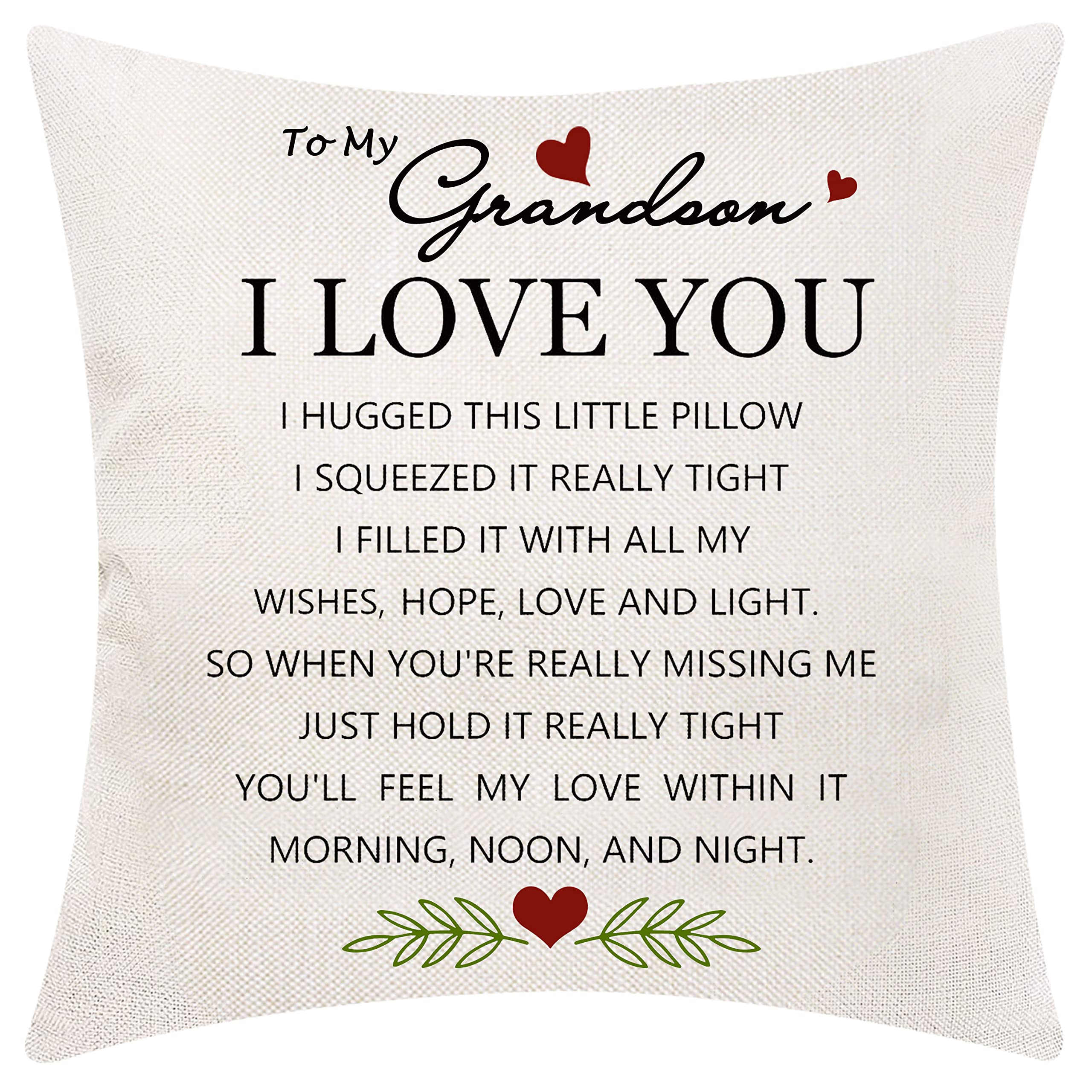 AOCASO Grandson Gifts from Grandma & Grandad - Cushion Cover & Case, Throw Pillow Cover & Case, Birthday Gifts
