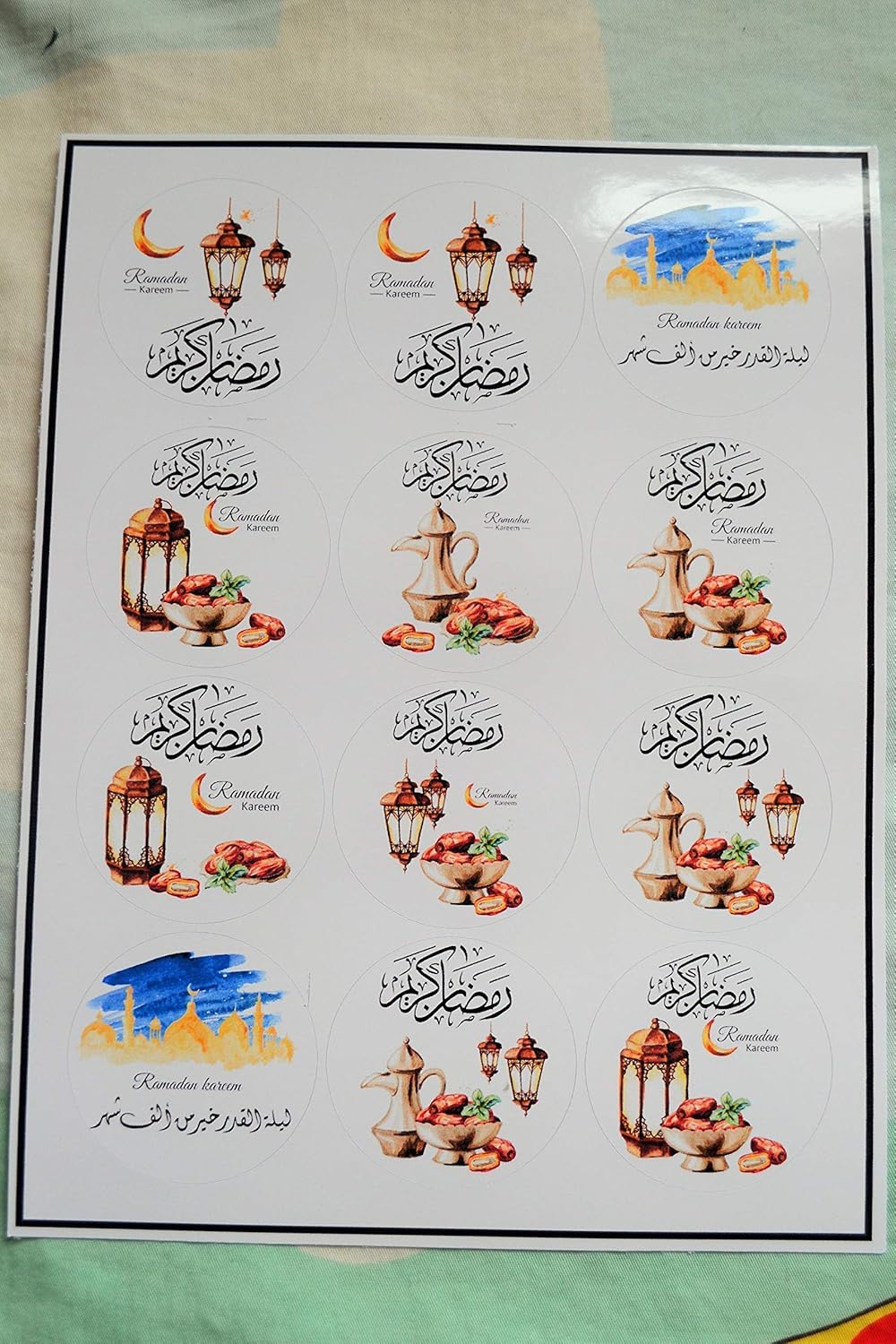 Islamic 12 Ramadan Handmade glossy stickers. Eid party