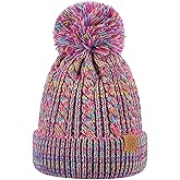 Clothclose Winter Hats for Kids - Kids Beanie, Toddler Knit Girls Winter Hat with Cute Pom-Pom Warm Fleece