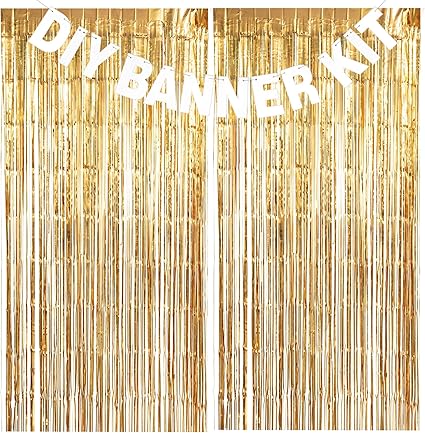 Amazon Com Diy Banner Kit White Letters Symbols W Gold Tinsel