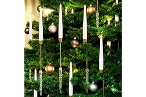 AFINETH Christmas Tree Candles with Remote, 12 Pack Battery Operated Christmas Candles, LED Candlesticks for Xmas Tree Decoration, Flickering Flameless Taper Candle for Home, Party Decor with Icicle Hooks