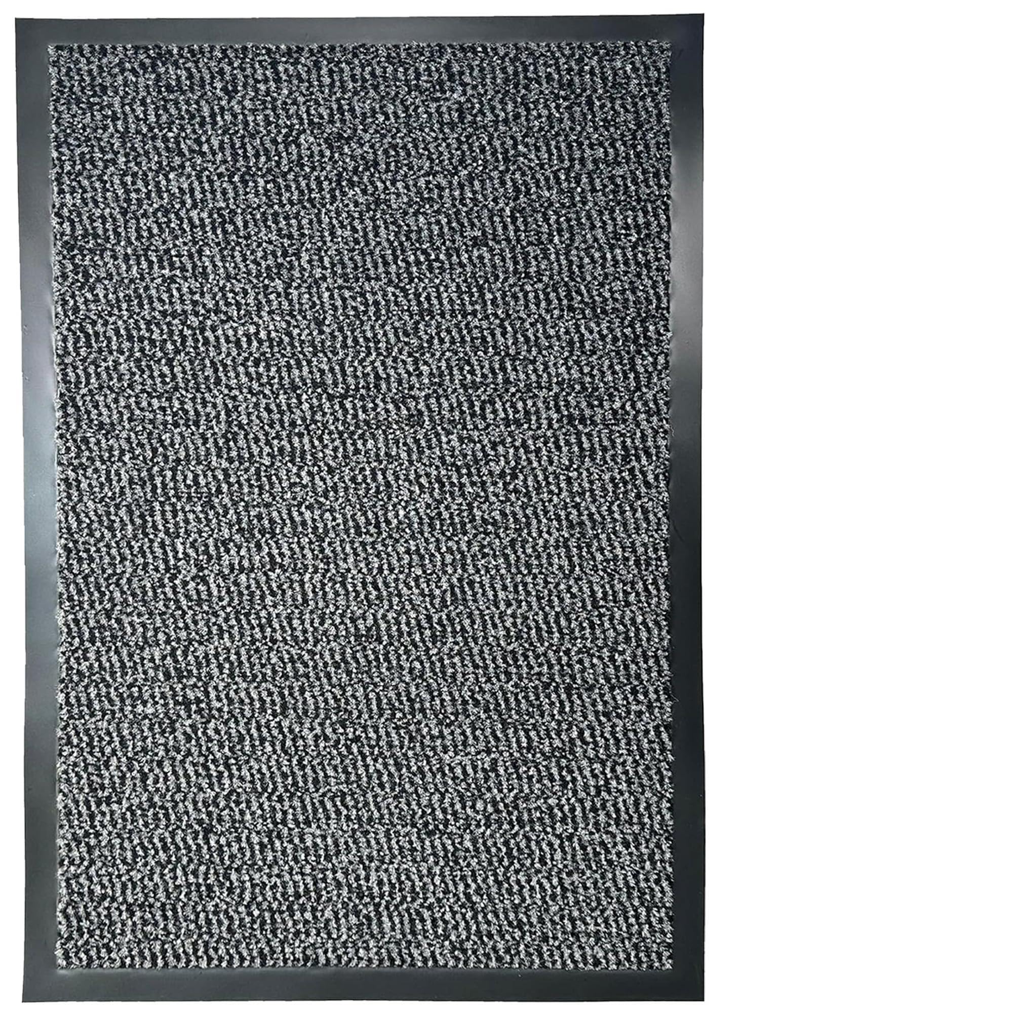 Door Mats Indoor 40cm x 60cm Grey, Washable indoor Outdoor Rugs Matts, Heavy Duty Non-slip Entrance Mat, Super Absorbent Front Door Mat Kitchen Hallway Bath Barrier Rugs (Grey & Black, 40 x 60 cm)