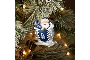 FOCO - MLB 4" Baseball Sleigh Resin Xmas Christmas Holiday Tree Hanging Ornament (Los Angeles Dodgers)