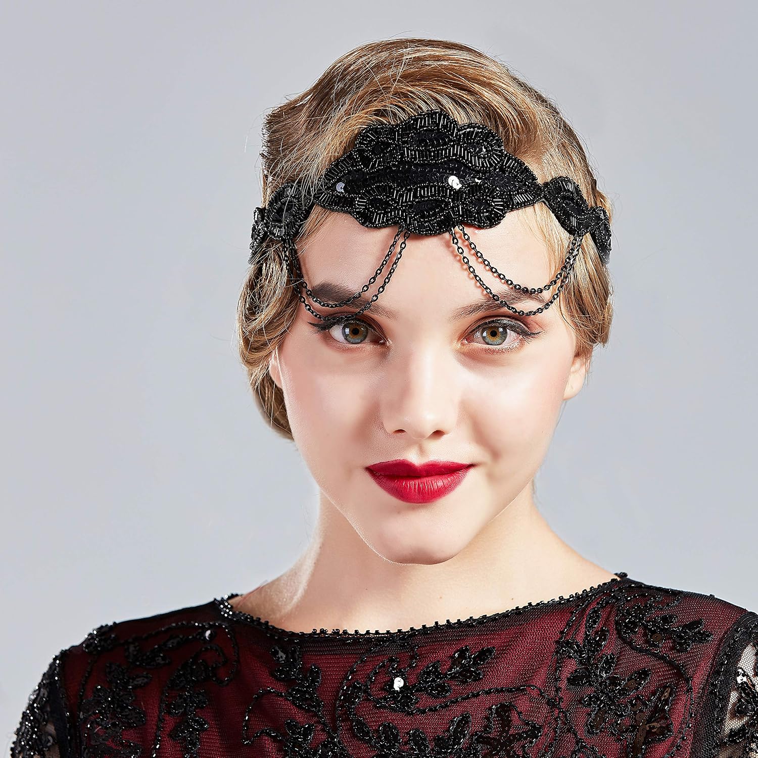 KEERADS Flapper Accessoires, 1920s Châle Cape de Mariage Femme Année 20 Vintage Partie à Thème Soirée (Black, One Size