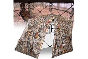 ShedOFF 270/360 Degree See Through Hunting Blind 1-3 Person with Tri-Leg Hunting Stool, Pop up Ground Blinds for Deer Turkey Duck Hunting, Hunting Adjust Windows with Silent Zipper