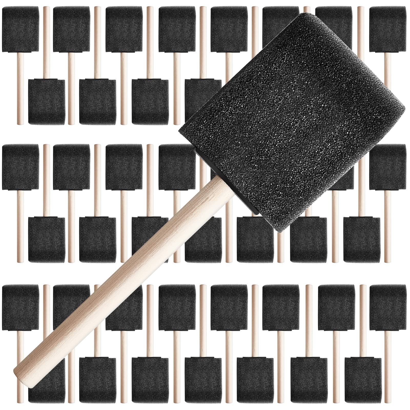 Photo 1 of 200 Pcs 2 Inch Foam Brushes Set, Sponge Brushes, Foam Paint Brush for Painting, Sponge Paint Brush with Wood Handle for Acrylics, Stains, Varnishes, DIY Crafts, Classroom, Students, Kids, Black