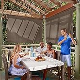 Coolaroo Outdoor Roller Shade with Wand - 90% UV Block Breathable Light Filtering Shade for Patio or Porch, Fade-Resistant, Mold-Resistant Easy-Clean Fabric, 6ft x 6ft, Mocha