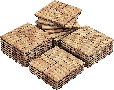 Yaheetech 27 Pcs Decking Tiles 30x30cm Interlocking Outdoor Flooring Natural