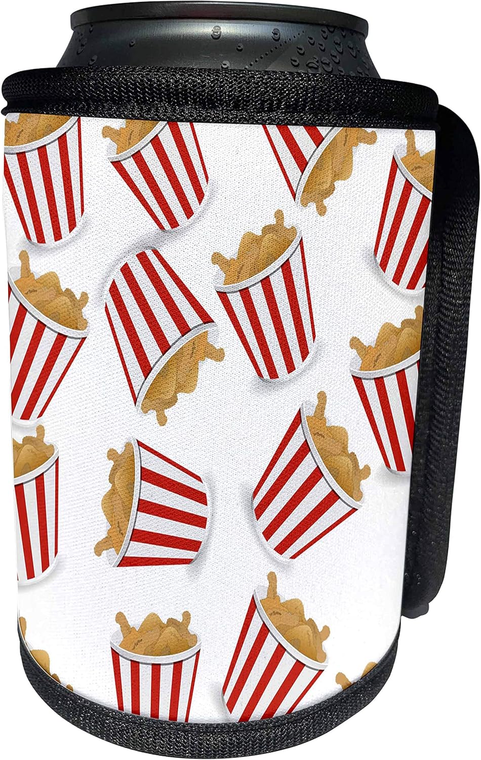 3dRose Florene - Décor III - Image of Fried Chicken Bucket Toss Pattern - Can Cooler Bottle Wrap (cc_233692_1)