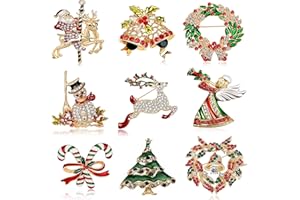 FIINTRWA Halloween Thanksgiving Fall Christmas Theme Crystal Brooch Set with Rhinestone Crystal Halloween Thanksgiving Fall Christmas Ornament