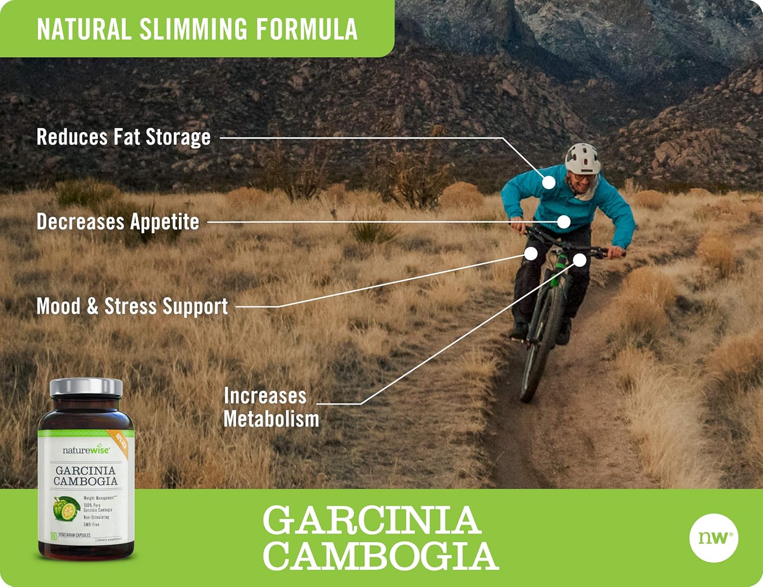 NatureWise Pure Garcinia Cambogia [2 Month Supply] 100% Natural HCA Extract Supports Weight Loss and Curbs Appetite with Superior Absorption - [180 Count]: Health & Personal Care