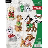 Bucilla Felt Applique 6 Piece Ornament Making Kit, Dogs in Ugly Sweaters, Perfect for DIY Arts and Crafts, 89295E