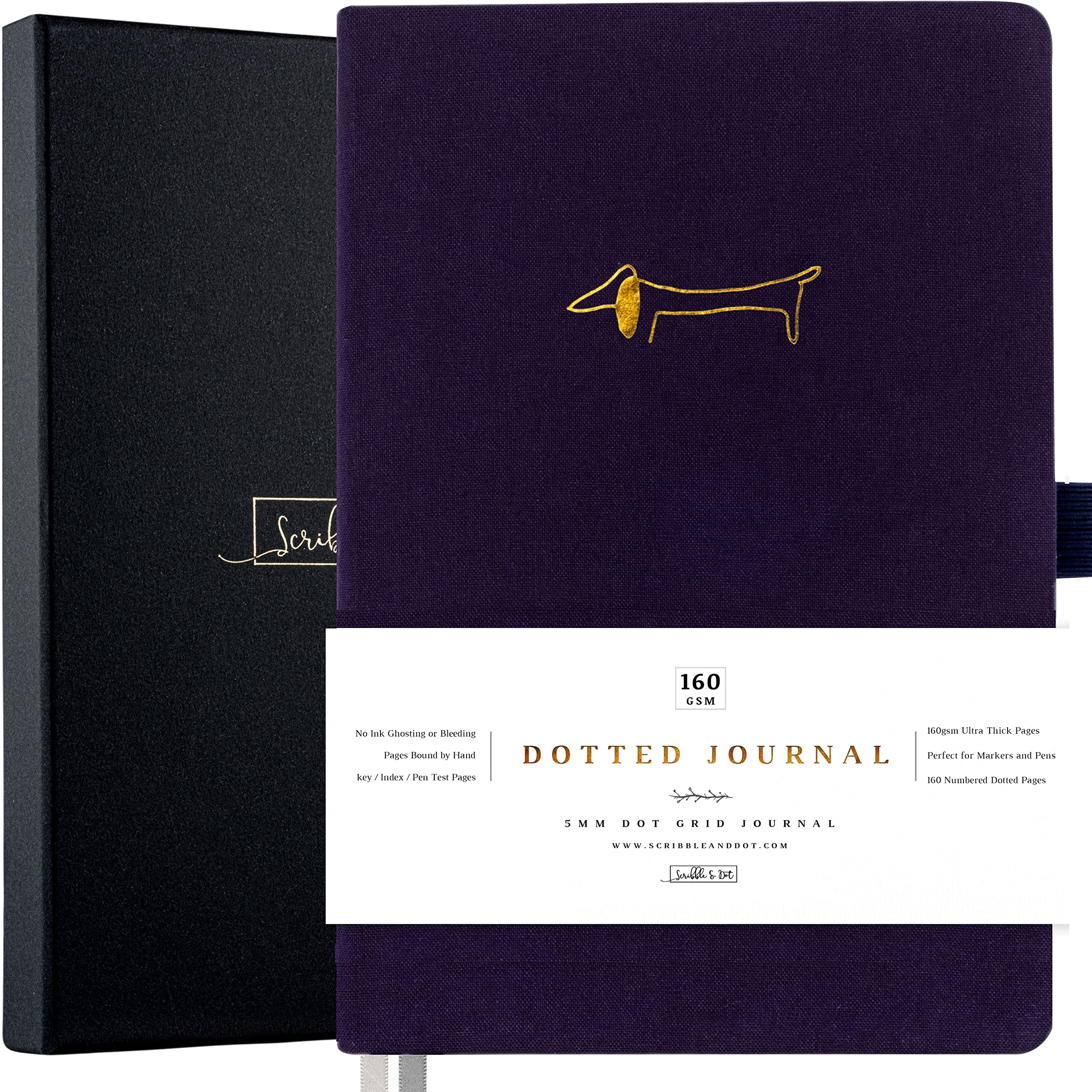 Scribble & Dot® Bullet Planner - Dotted Journal | A5 Ultra Thick 160gsm Paper - Premium Dotted Journal for Artists and Creators, Includes Pen Test Pages (Navy Blue)