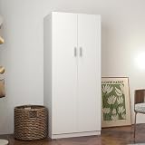 Panana 2 Door Wardrobe with Storage Shelf & Hanging Rail - White MDF view 3