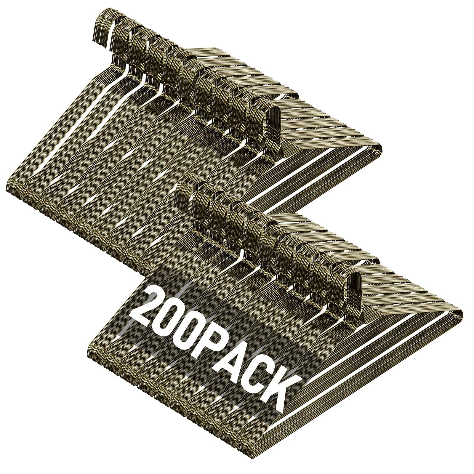 SPECILITE Wire Metal Clothes Hangers Bulk 200 Pack for Standard Size Suits, Coats, Shirts, Pants, Skirts, Space Saving, Non Slip,16 Inch 12 Gauge Ultra Thin, Bronze Image